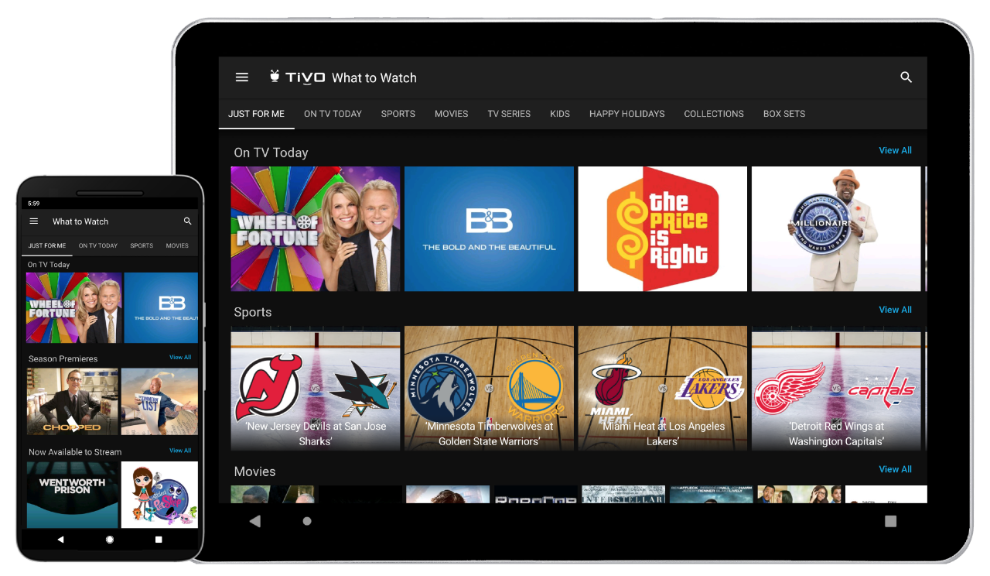 The TiVo app for Android devices