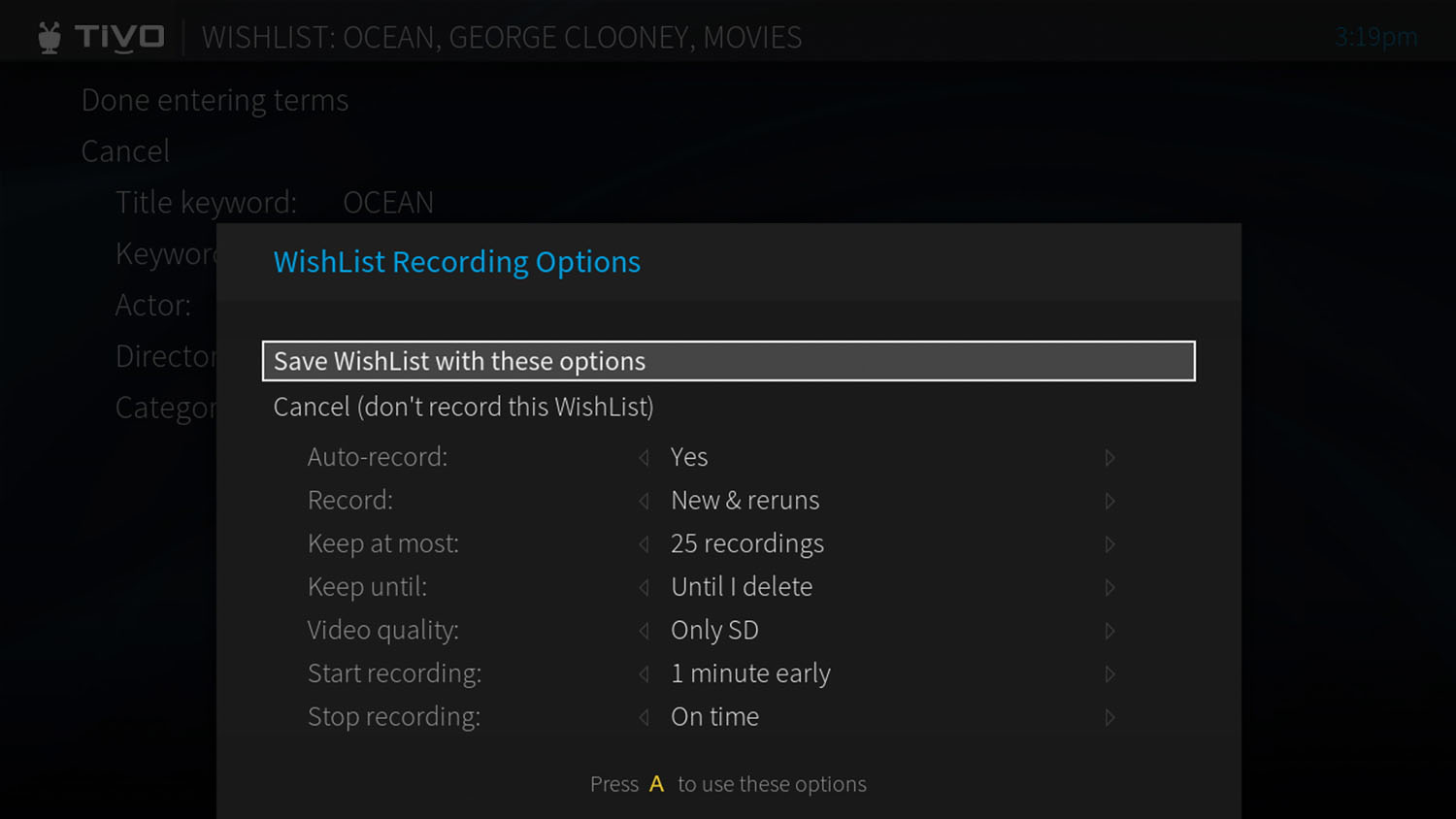WishList-Options